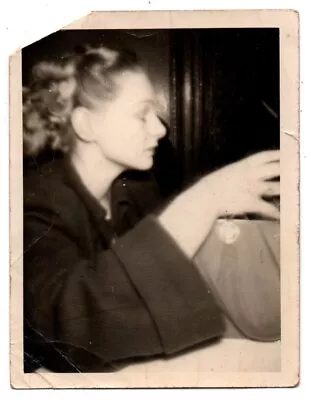 Nicely Dressed Pretty Woman Eyes Closed Hand Unusual Vintage Snapshot Photo • $7.50