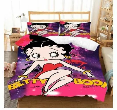 4pc. Betty Boop Cartoon Full Queen Polyester Microfiber Duvet Comforter Set • $168.95