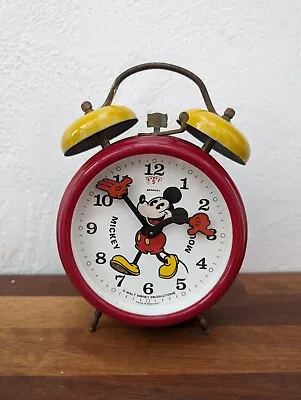 Vintage Disney Mickey Mouse Clock Wind Up Alarm Clock (Germany 1987) WORKING • £28