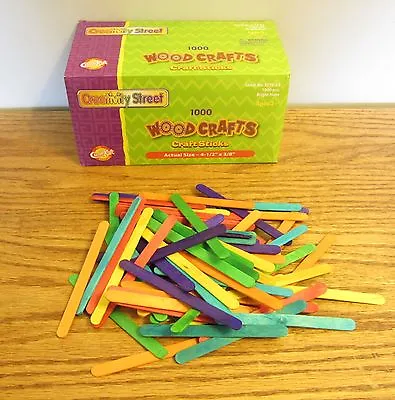 $5.65 • Buy 25 CHENILLE COLORED WOOD POPSICLE CRAFT STICKS  4-1/2  X 3/8   PARROT BIRD TOYS