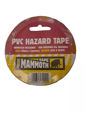 Everbuild Mammoth Tape PVC Hazard Size 50mm*33mm Red And White • £5