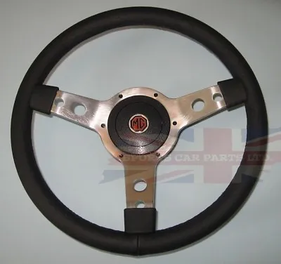 New 14  Leather Steering Wheel & Adaptor MGA & Midget 1964-67 MGB 1963-1967 • $164.94