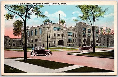 Detroit Michigan MI High School Highland Park Cars Antique Postcard 1925 • $8.97