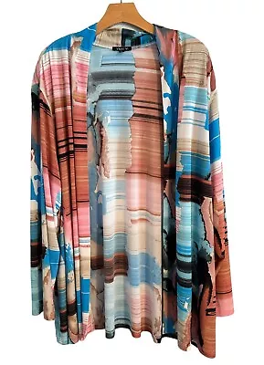 Vikki Vi Long Cardigan Size 13 Multicolor Women Stretch Top Jacket • $17.54