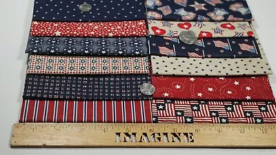 Vintage Primitive Patriotic Americana Star Quilt Doll Red Blue Fabric Scraps Lot • $12.50