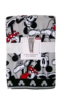 New Disney Mickey & Minnie Mouse Pajama Sleepwear Pants With Pockets Soft Cozy. • $10.95