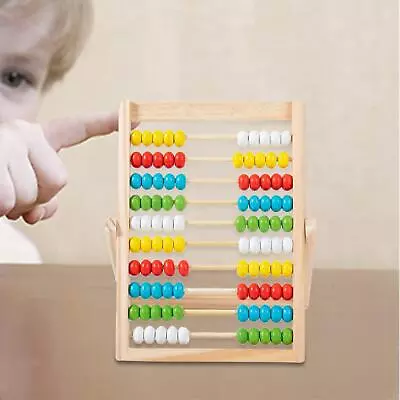 Wooden Abacus Classic Counting Tool With 100 Colorful Beads For Children • £9.58