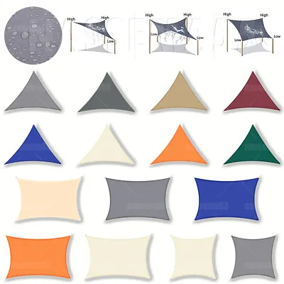 Waterproof Heavy Duty Sun Shade Sail Garden Patio Awning Canopy 98% Uv Block • £9.99