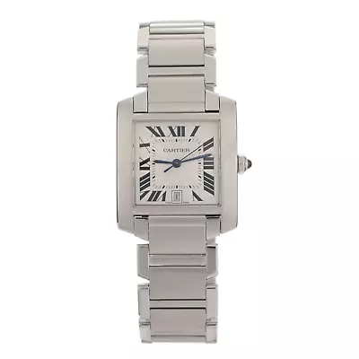 Cartier Tank Francaise Large 2302 White Dial 28x32 Automatic Watch W/ Pouch • $2699.99