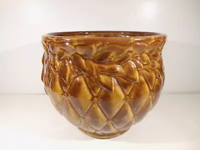 Mccoy Caramel And Brown Quilted Jardiniere Planter 7.75  Tall Nice! • $75
