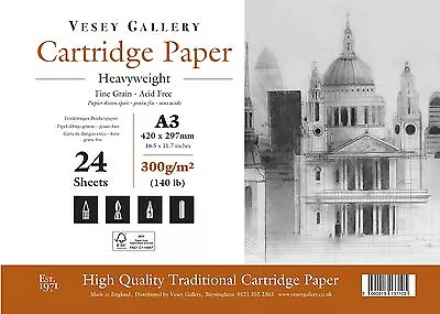 £12.99 • Buy A3 Artist Sketching Pad. 300gsm Card. Soft White. 24 Sheets.Made In UK