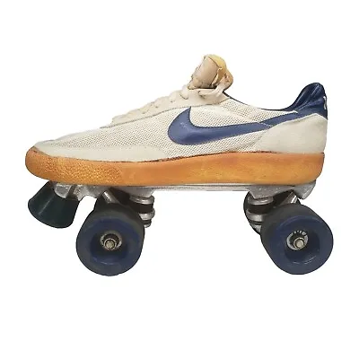 Vintage 1970's Nike Killshot Roller Skates White/Blue Swoosh Great Shape Sz 11 • $209.99