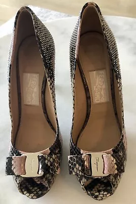 Beautiful Snake Skin Salvatore Ferragamo Stilettoes Size 37.5 • $350