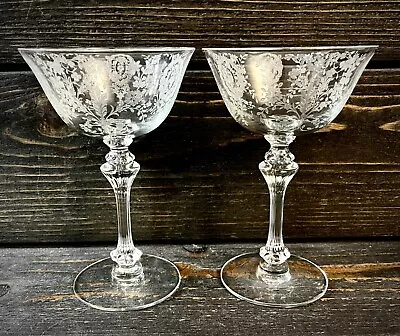 Antique Tiffin June Night Champagne / Tall Sherbet Glasses 6-1/8” Tall Set Of 2 • $24