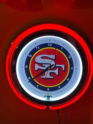 San Francisco 49ers Niners Football Bar Man Cave Neon Wall Clock Sign • $169.99