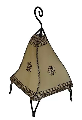 Moroccan Floor Lamp Henna Goat Skin Handmade Decorative Home Decor Small Beige • $44.99