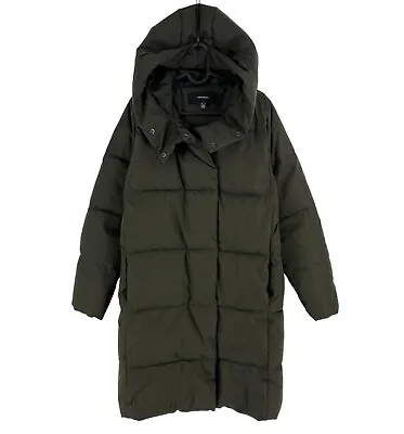 VERO MODA Womens Dark Green Long Puffer Hooded Jacket Coat Size M • $36.67