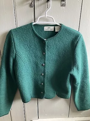 Vintage Carroll Reed Women’s Size 8 Green Cardigan Sweater Jacket Boiled Wool • $30