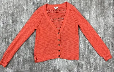 Mossimo Supply Co Cardigan Womens Medium Orange Red Button Up Knit Sweater • $12.99