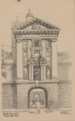 London Postcard - Pencil Sketch Of Barts Hospital Henry VIII Gate  RS22302 • £2.20