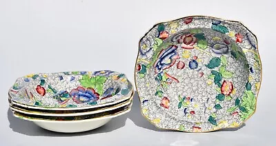Set Of 4 Vintage Royal Winton Chintz BLUE ANEMONE Dessert Bowls #2835 • $59