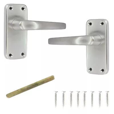 POLISHED ALUMINIUM LEVER LATCH HANDLE SET Internal Door Knob Catch Latch Silver • £6.15