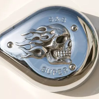 Flaming Skull Insert For S&S Teardrop Syle Air Cleaner Covers ISK-2 • $45