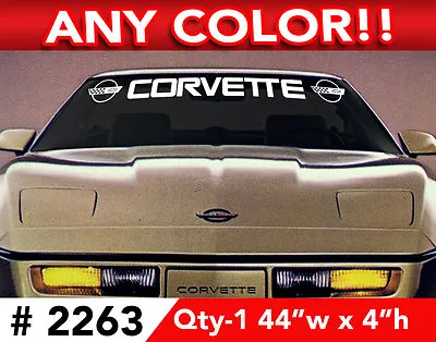 C4 CORVETTE With Side Logos WINDSHIELD DECAL STICKER 44 W X4 H Any 1 Color • $23.99