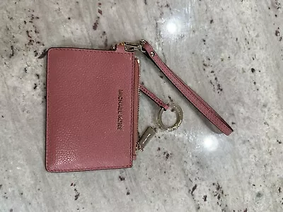 NEW MICHAEL KORS Pink Mini Leather Pouch Card Case W/Key Ring • $6.58