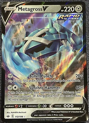 Pokemon TCG - Metagross V Ultra Rare Holo - 112/198 - Chilling Reign • $1.39