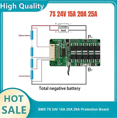 BMS 7S 24V 15A-25A Li-ion Lithium 18650 Battery Protection Board W/ NTC AAU • $15.39