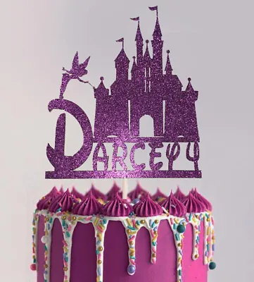 £3.99 • Buy Cinderella Castle Princess Personalised Glitter Card Birthday Cake Topper Disney