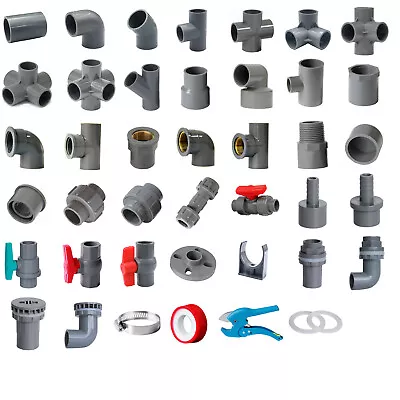 £1.31 • Buy Grey PVC 25mm ID Pressure Pipe Fittings Metric Solvent Weld Various Parts