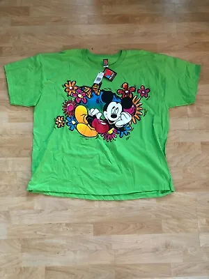 Vintage NWT Mickey Mouse Disney Mickey Unlimited Green Floral T Shirt 2XL • $20
