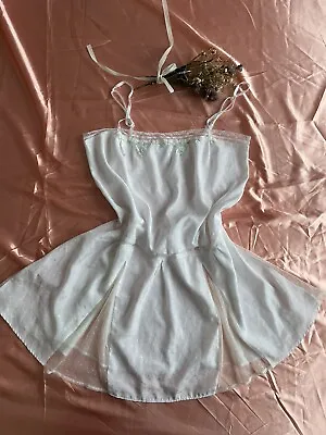 Victoria’s Secret Vintage Swiss Dot Floral Embroidered Slip Dress S Fairy Goth • $50