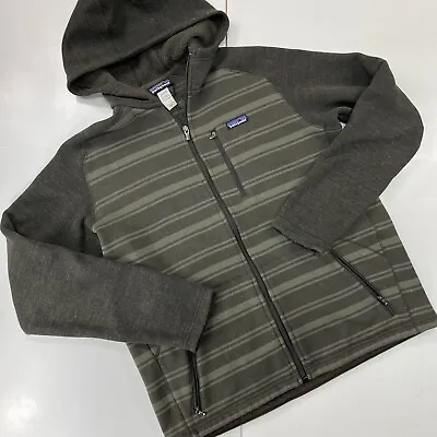 Patagonia Jacket Large Better Sweater Hoodie Fleece Brown Stripe Full Zip • $84.99