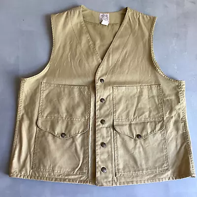 Filson Vest Mens 42 Beige Rugged Twill Canvas Vintage Cruiser Snap Up • $88.77