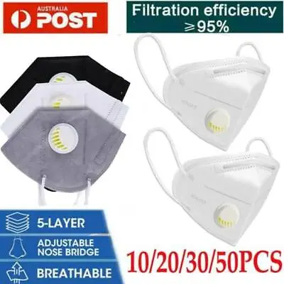 $44.99 • Buy 10/30/50 KN95 Mask Respirator Industrial Face Masks N95 Disposable 5Layers Valve
