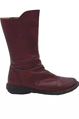 Miz Mooz Leather Ruched Mid Boots Pass Bordeaux • $58.39