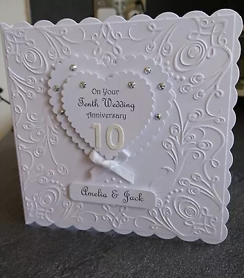 Luxury Hand Made 10th Wedding Anniversary Card • £6.25