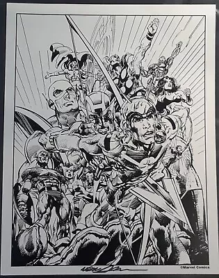 Original Comic Art Signed Print Of Marvel Avengers By Neal Adams COA 14 X11  • $150