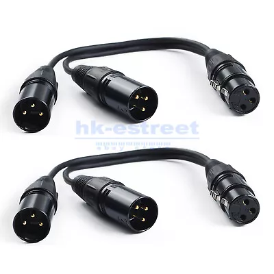 2 Pack Lot - 3-Pin XLR Female To Dual 2 Male Y Splitter Mic Cable Adaptor 16 AWG • $15.18