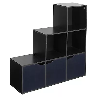 6 Cube Step Storage Bookcase Shelf Unit Doors Wood Home Office Organiser Display • £41.99