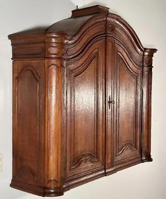Large French Antique Solid Oak Kitchen Wall Cabinet • $1875