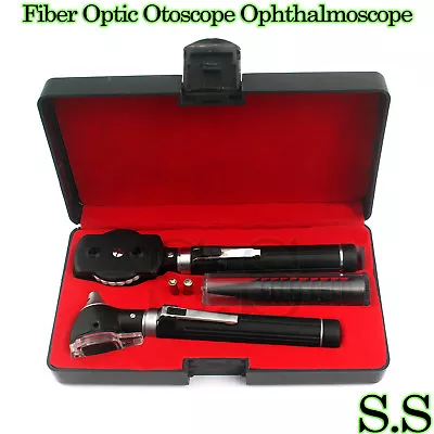 BLACK FIBER OPTIC Ear Nose Throat Otoscope Ophthalmoscope LED Diagnostic NT-930 • $34.99