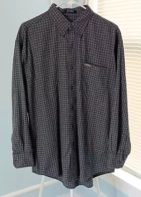 Men's Chaps Ralph Lauren Gray Plaid Long Sleeve Button-Down Flannel Shirt Size L • $14.99