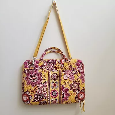 Vera Bradley Laptop Case Womens Bali Gold Hard Case Crossbody 16x11 Pockets • $26.98