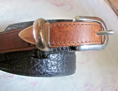 Vintage Brighton 38 Black Elk Grain Glove Leather Brown Trim Belt • $9.99