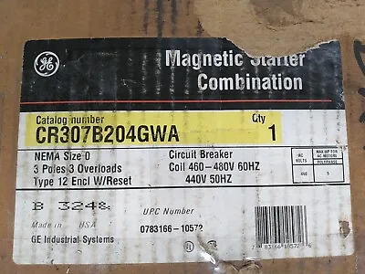 GE CR307 Disconnect Box Magnetic Starter Combination 20Amp Breaker 460-480V Coil • $229