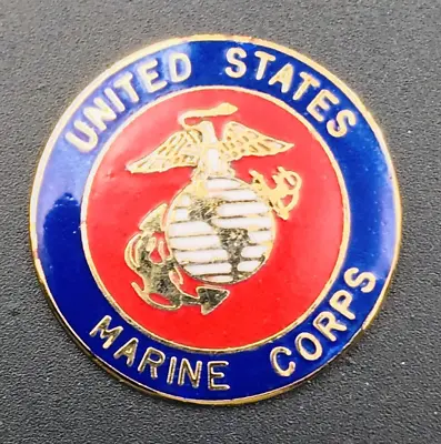 Gold Tone United States Marine Corps Logo Metal Enamel Emblem Badge New 1 1/16  • $9.99